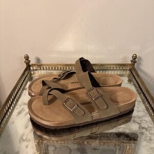 Cushionaire Sandals Womens Size 11 Brown Luna Toe Loop Cork Footbed Comfort‎